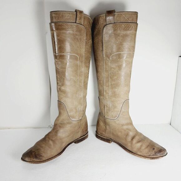 Frye Women's Paige US6,5BDistressed Leather Taupe Tall Equestrian Riding Boots - Picture 5 of 12